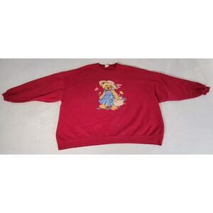 Vintage Jerzees Sweatshirt Womens Size 22F Purple Bear Garden Grunge Y2k Retro